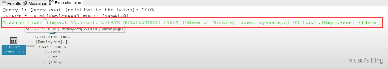 SSMS 执行计划告诉我们的优化方式